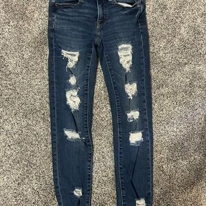 American Eagle Outfitters Blue Skinny Jeans Distressed